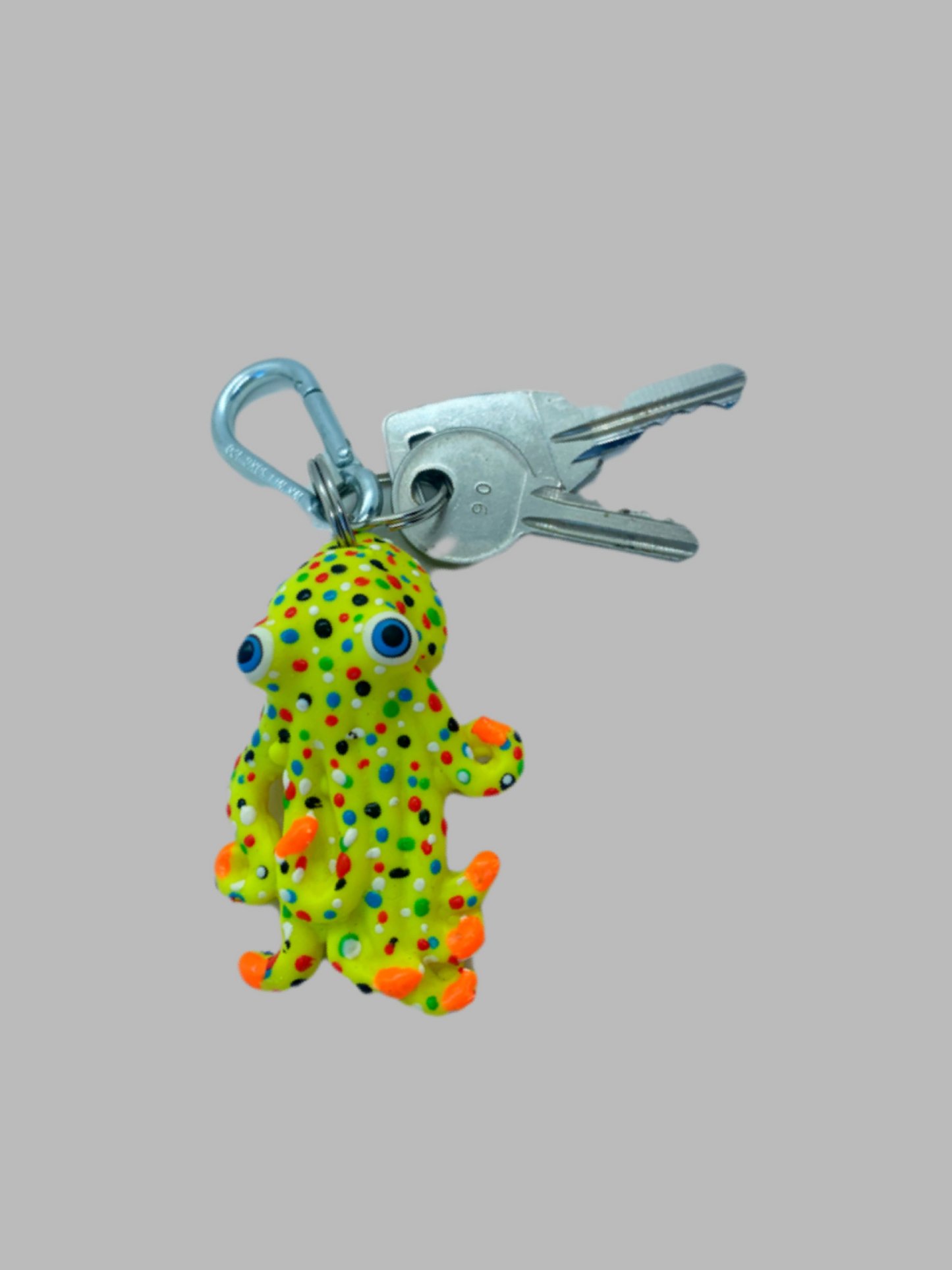 Rubber Keyring Octopus Yellow