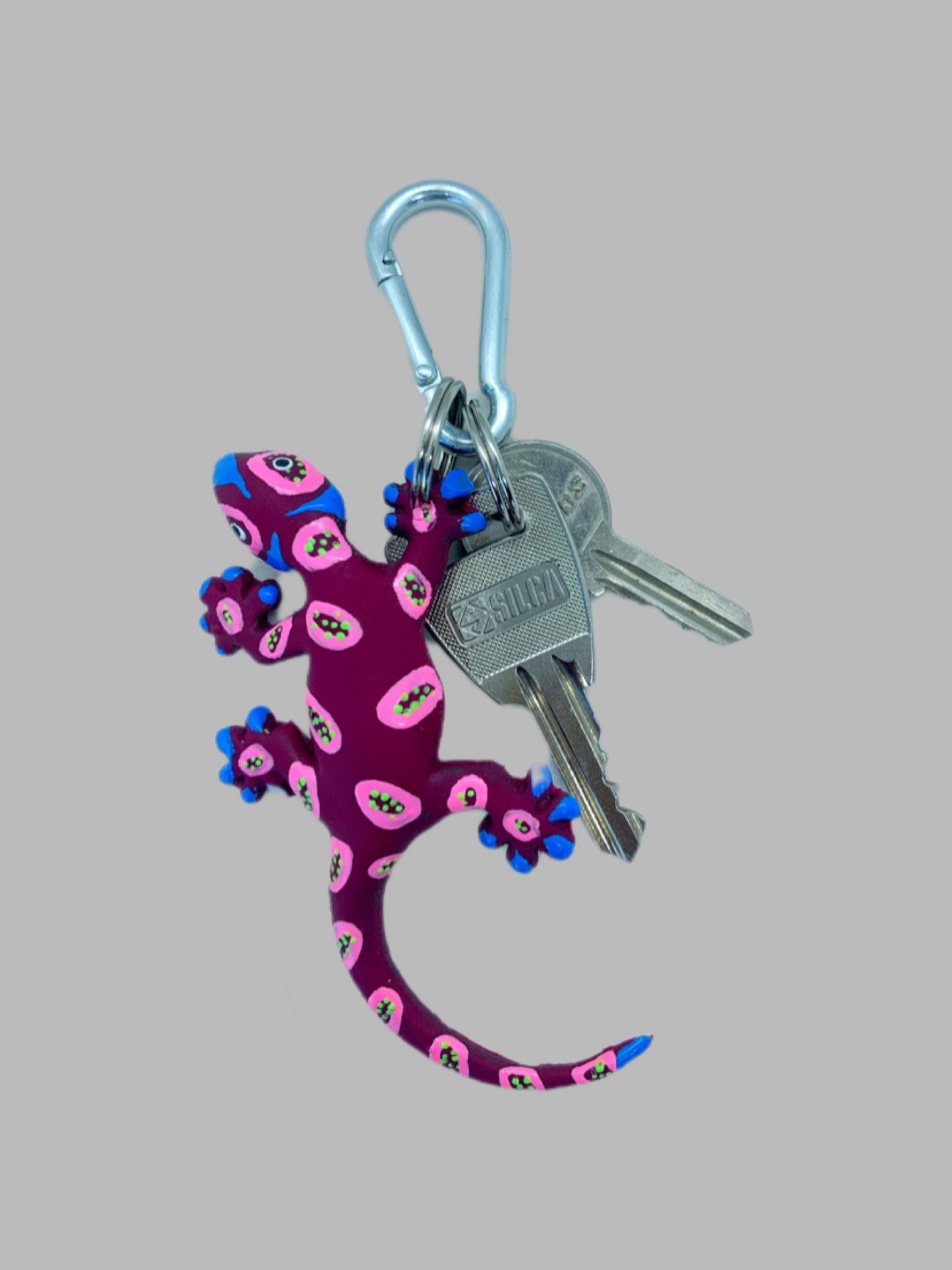 Rubber Keyring Gecko Beetroot