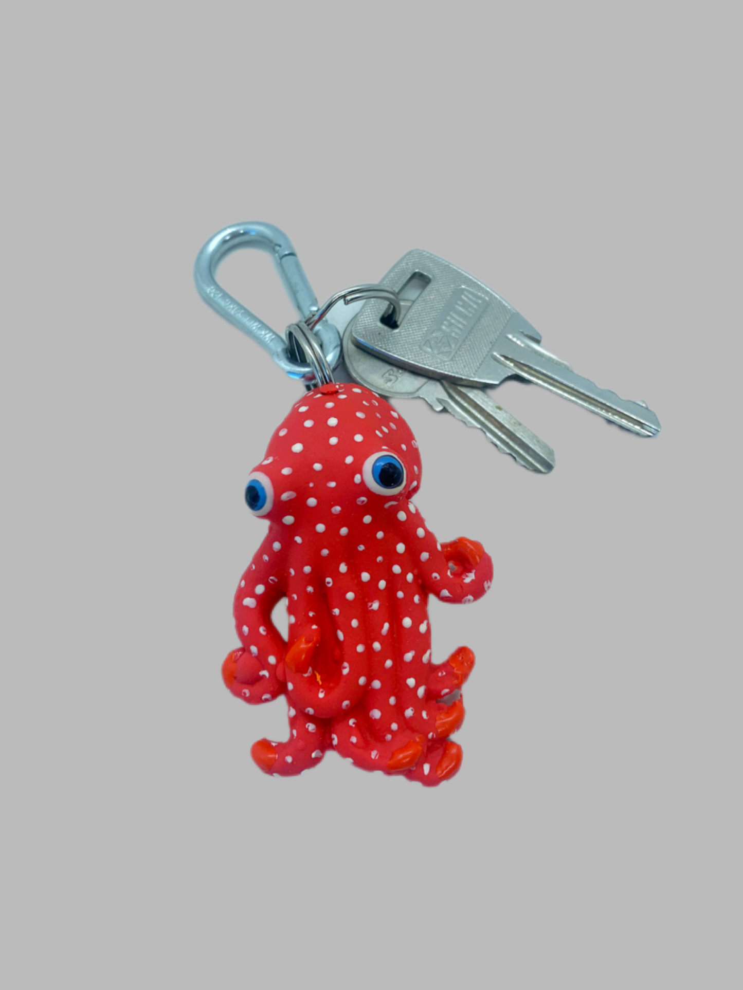 Rubber Keyring Octopus Red