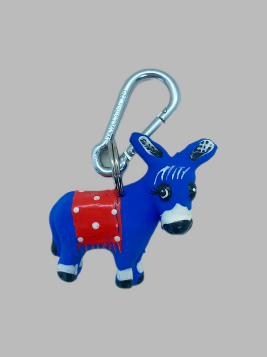 Rubber Keyring Donkey Blue