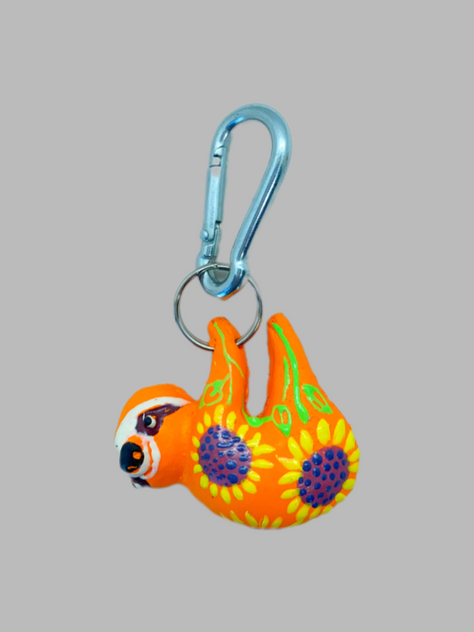 Rubber Keyrings Sloth Orange Flowers