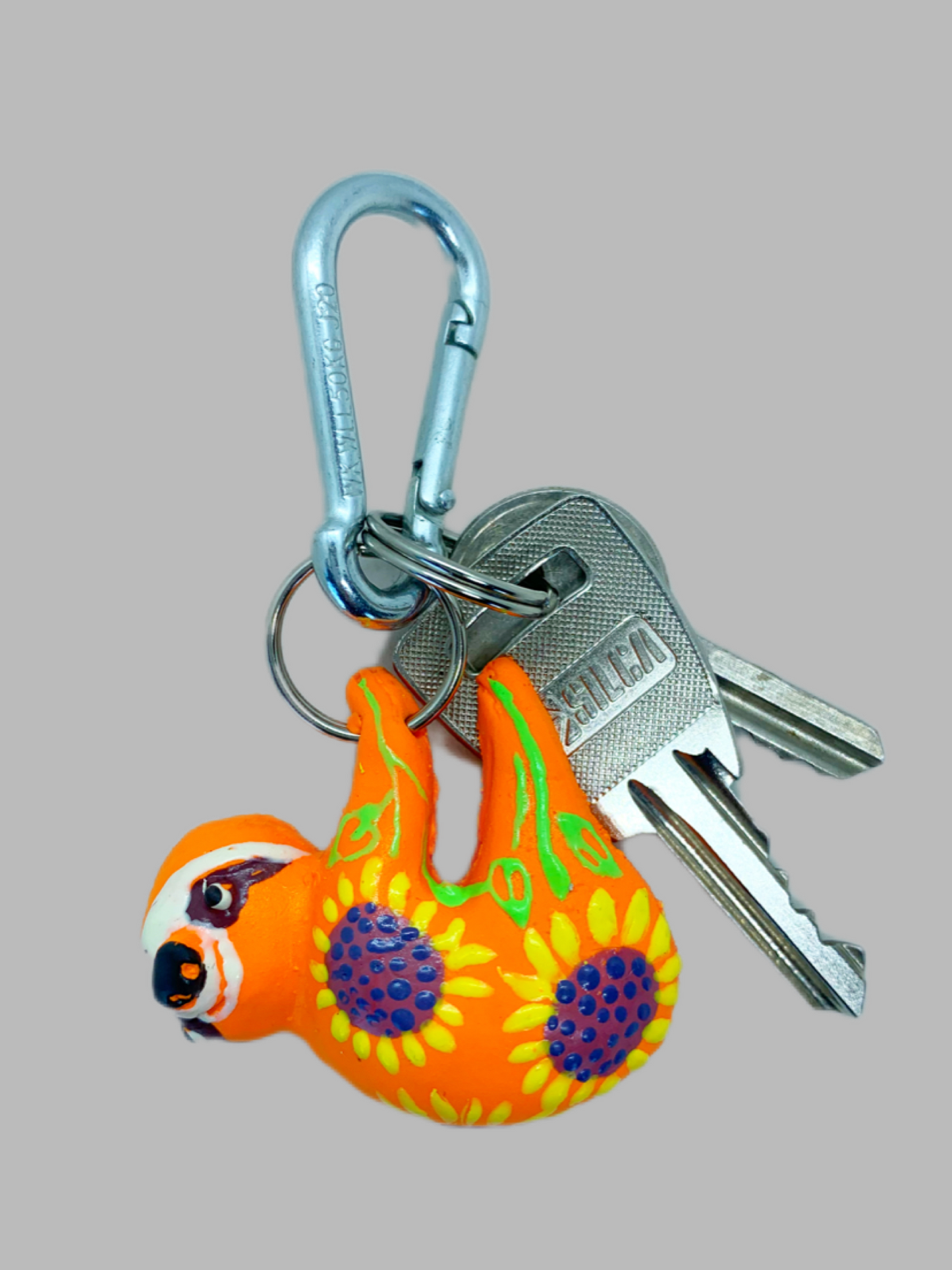 Rubber Keyrings Sloth Orange Flowers