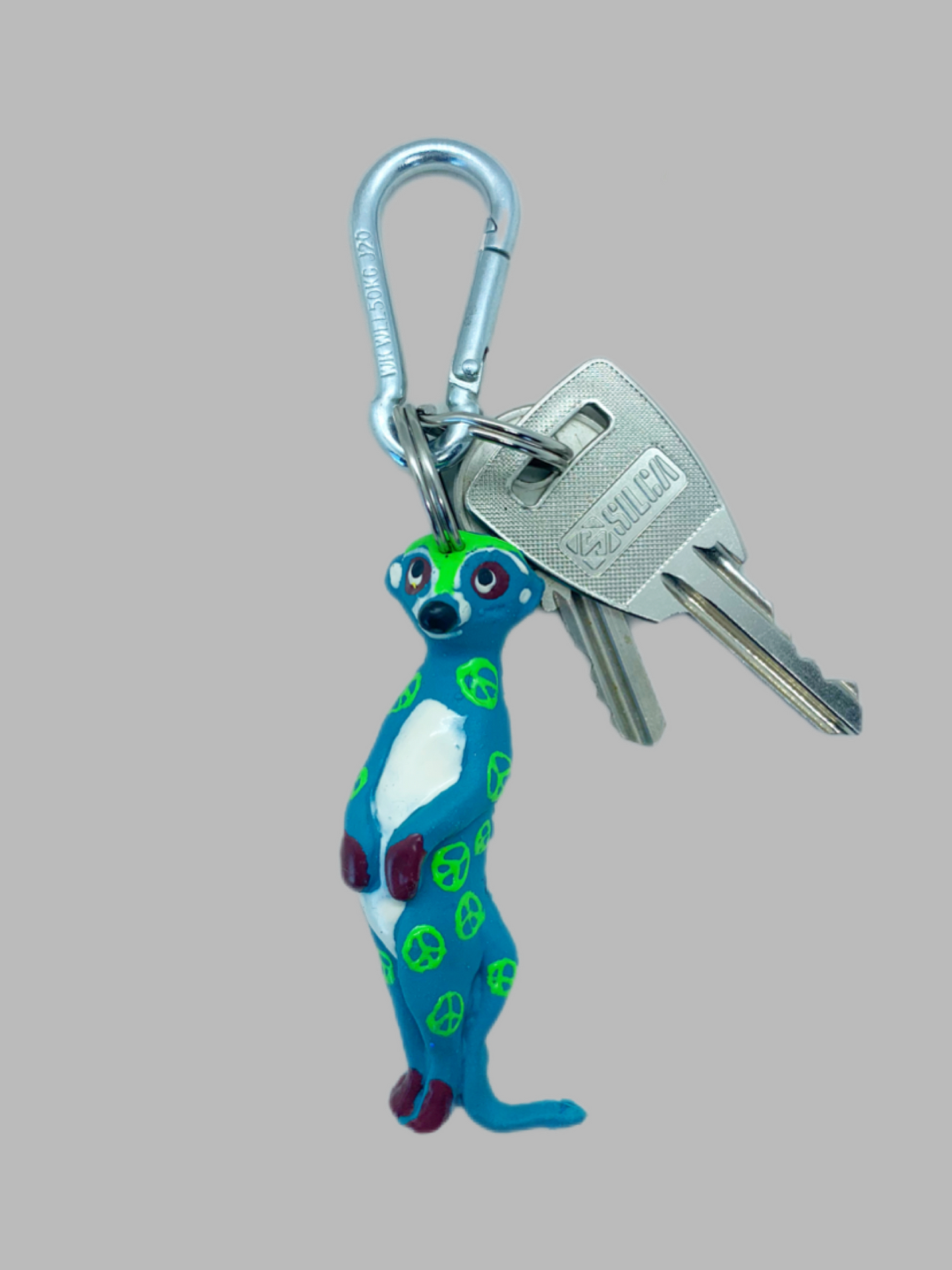 Rubber Keyring Meerkat Turquoise