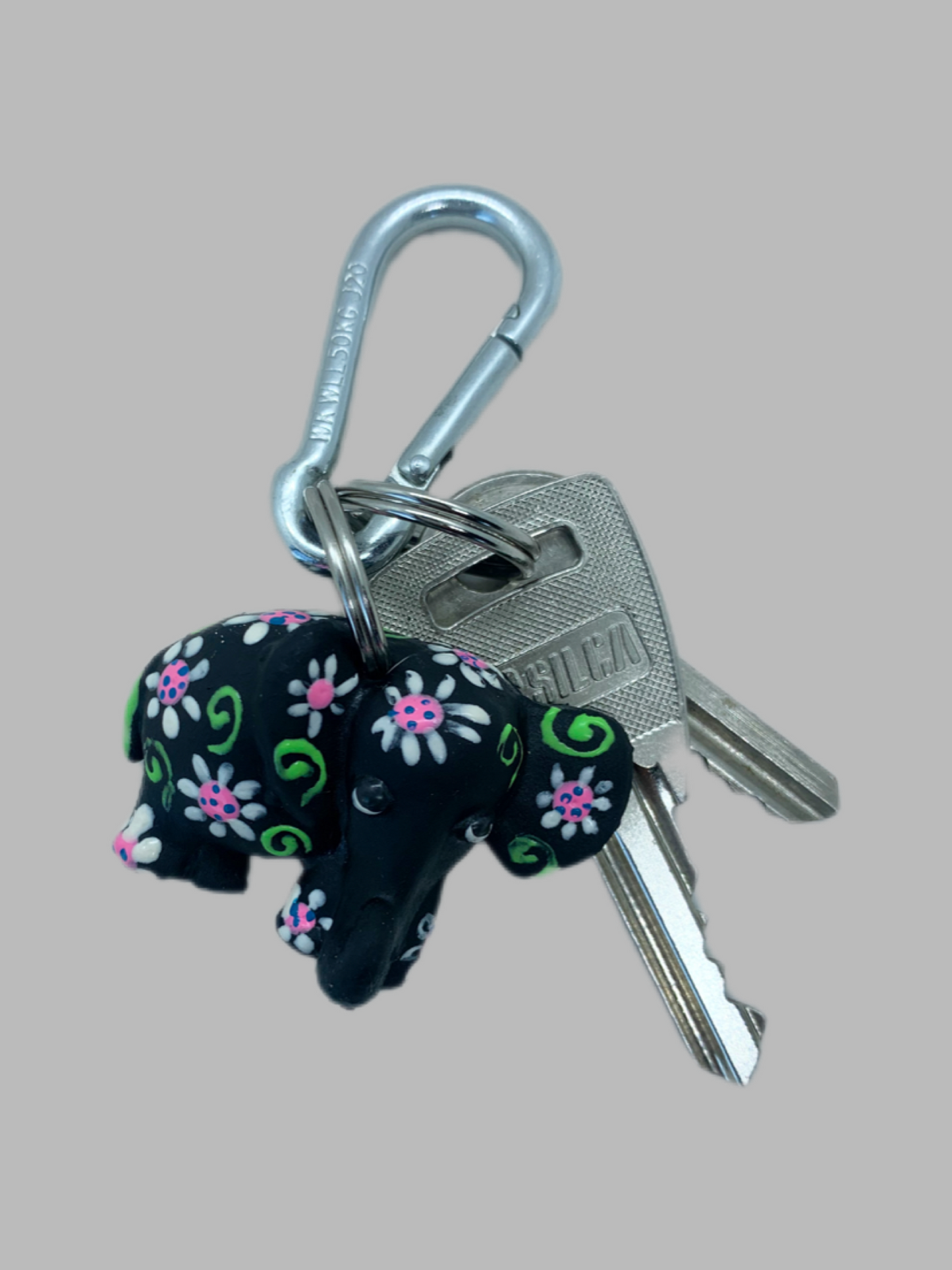 Rubber Keyring Elefant Flowers