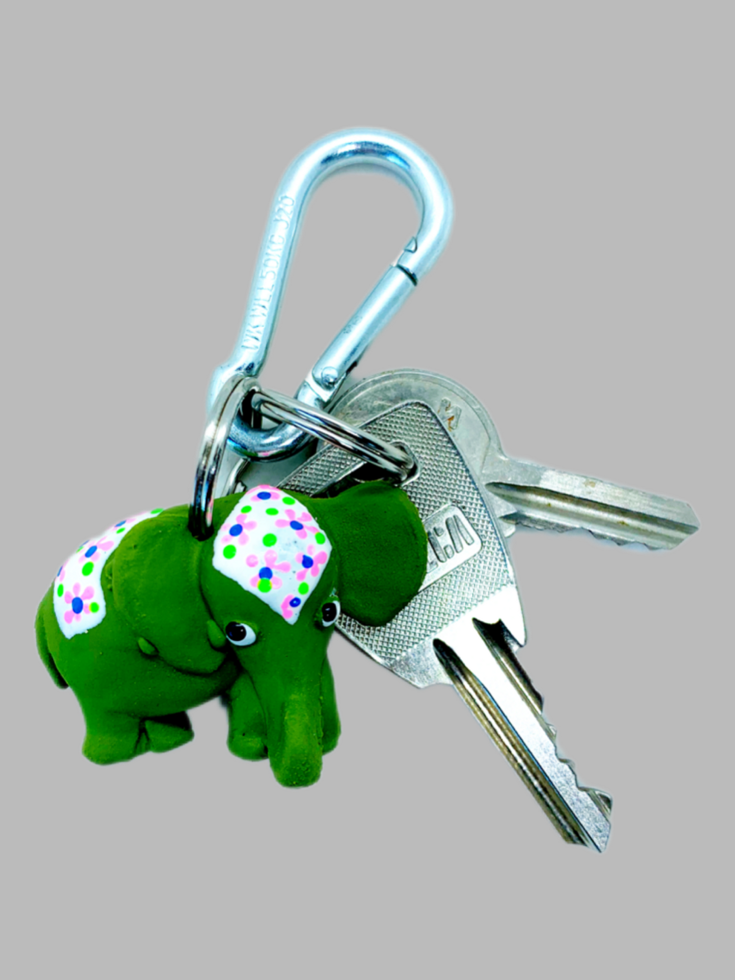 Rubber Keyring Elefant Green