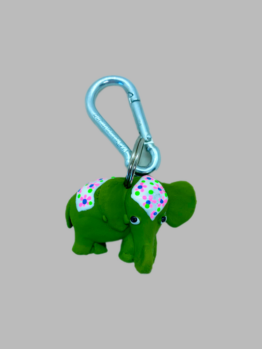 Rubber Keyring Elefant Green