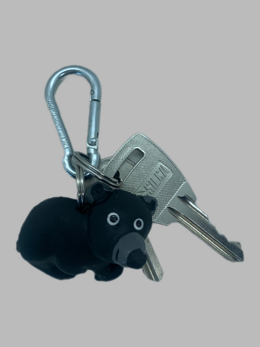 Rubber Keyring Bear Black