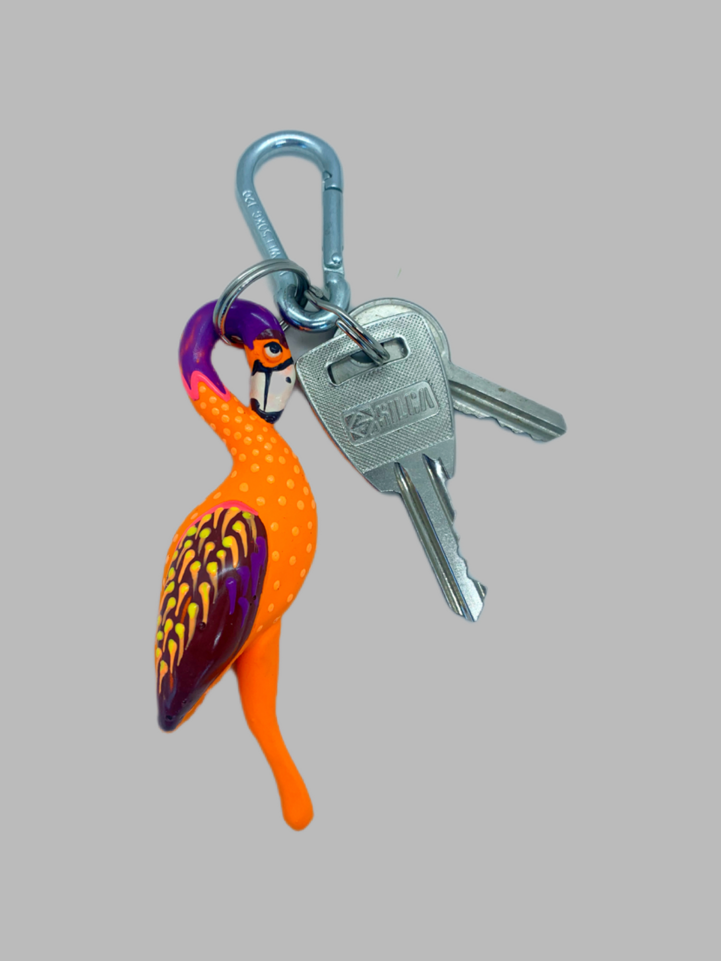 Rubber Keyring Flamingo Orange