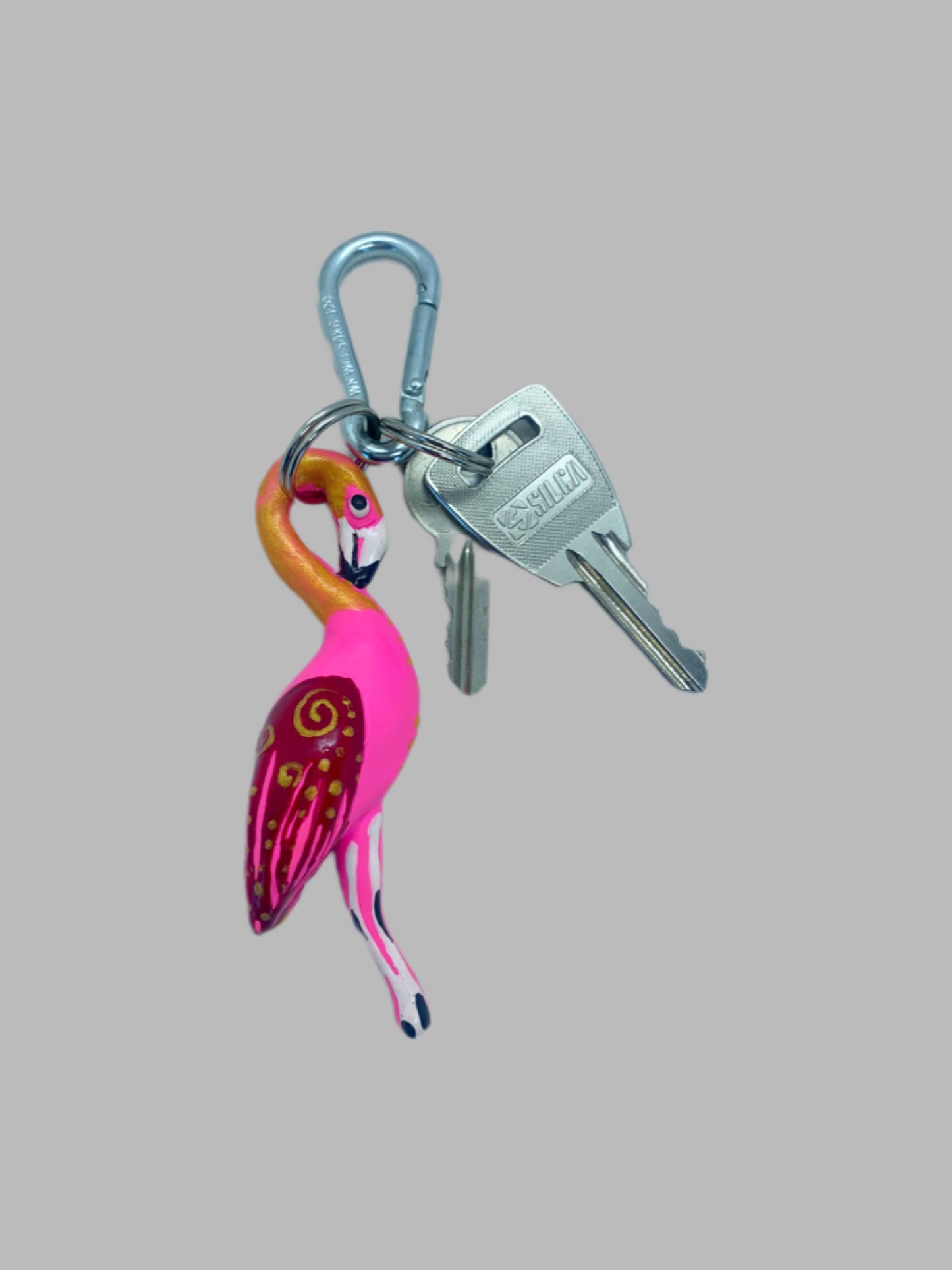 Rubber Keyring Flamingo Pink