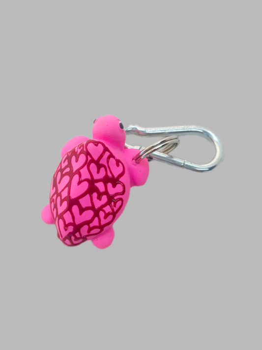 Rubber Keyring Turtle L Pink