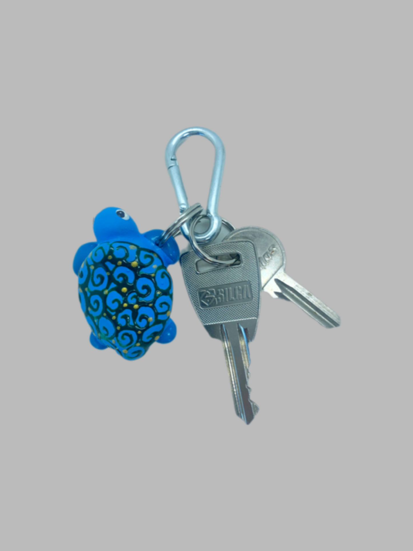 Rubber Keyring Turtle L Blue