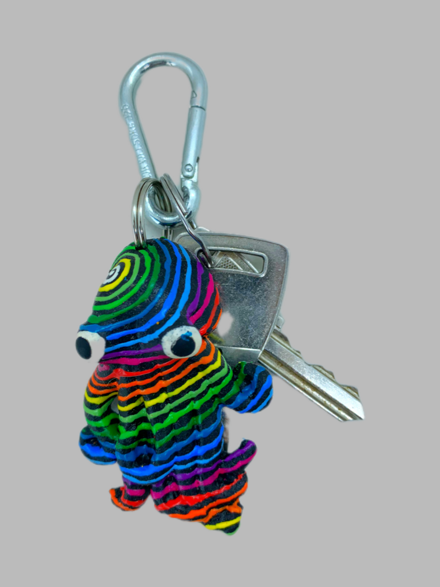 Rubber Keyring Octopus Rainbow