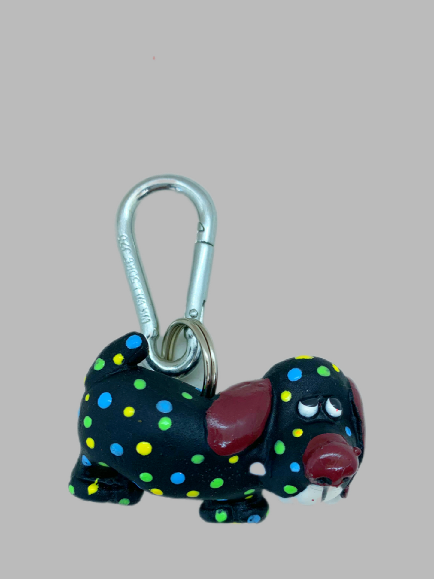 Rubber Keyring Dog Dots