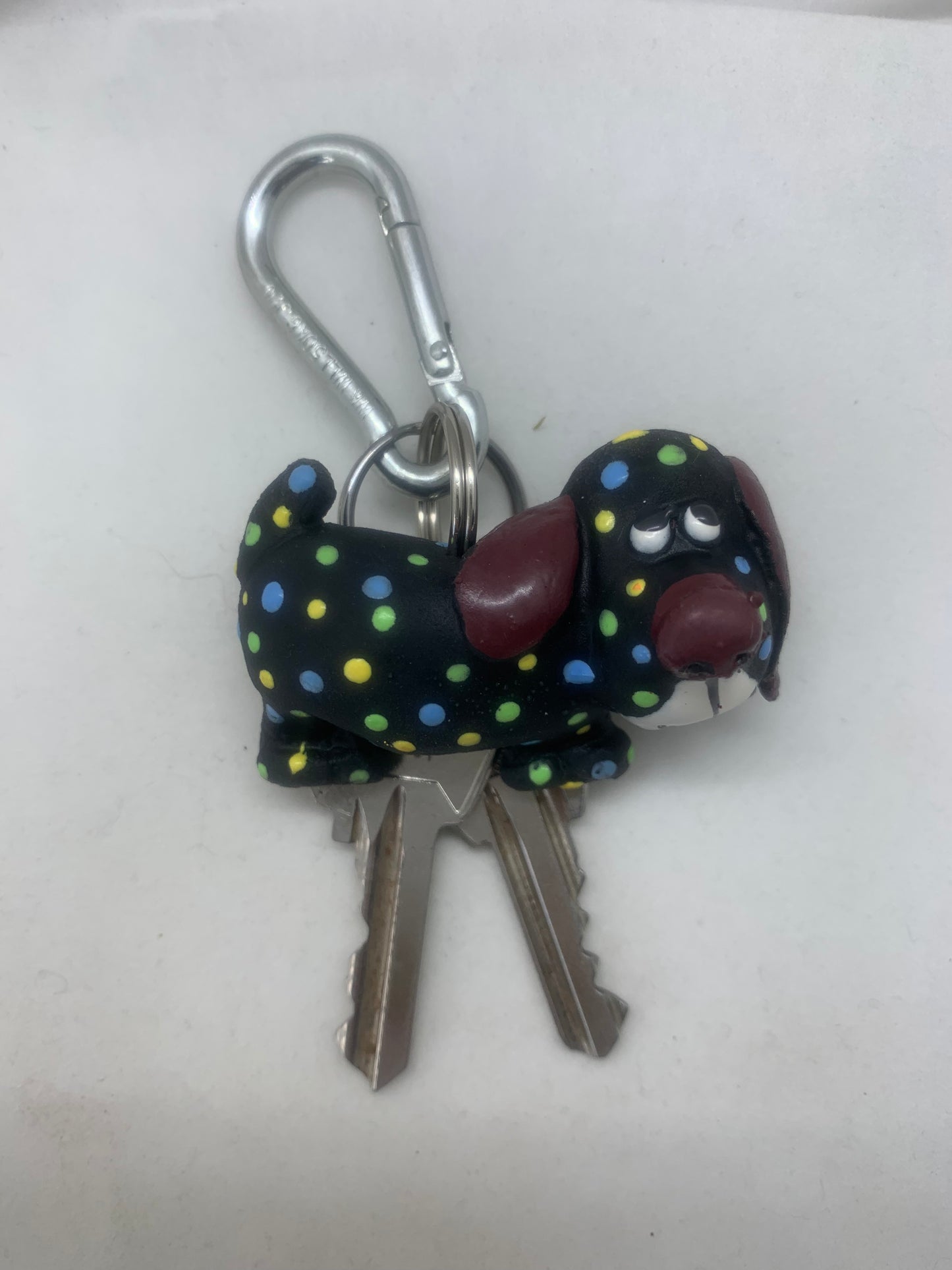 Rubber Keyring Dog Dots