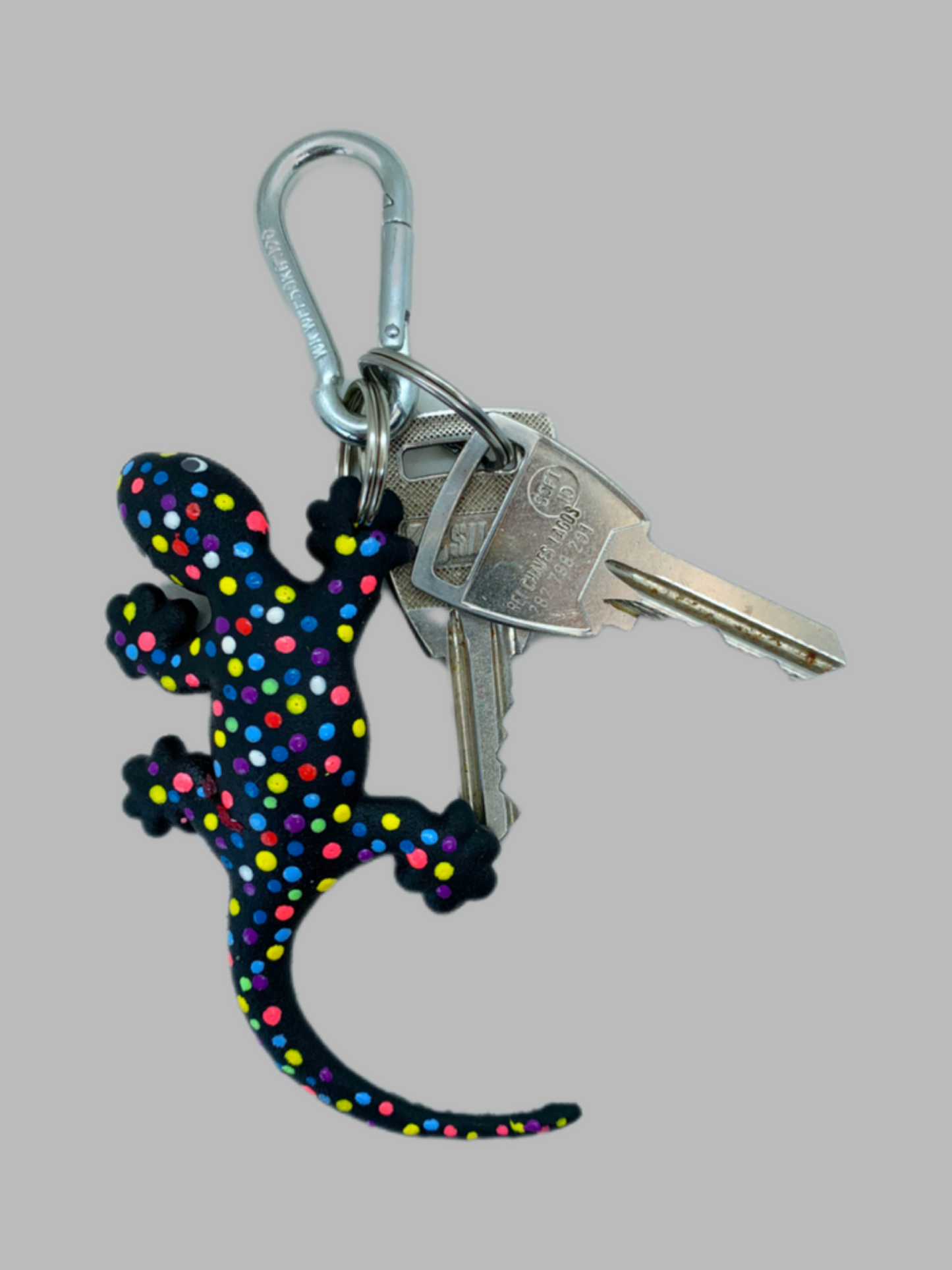 Rubber Keyring Gecko Dots