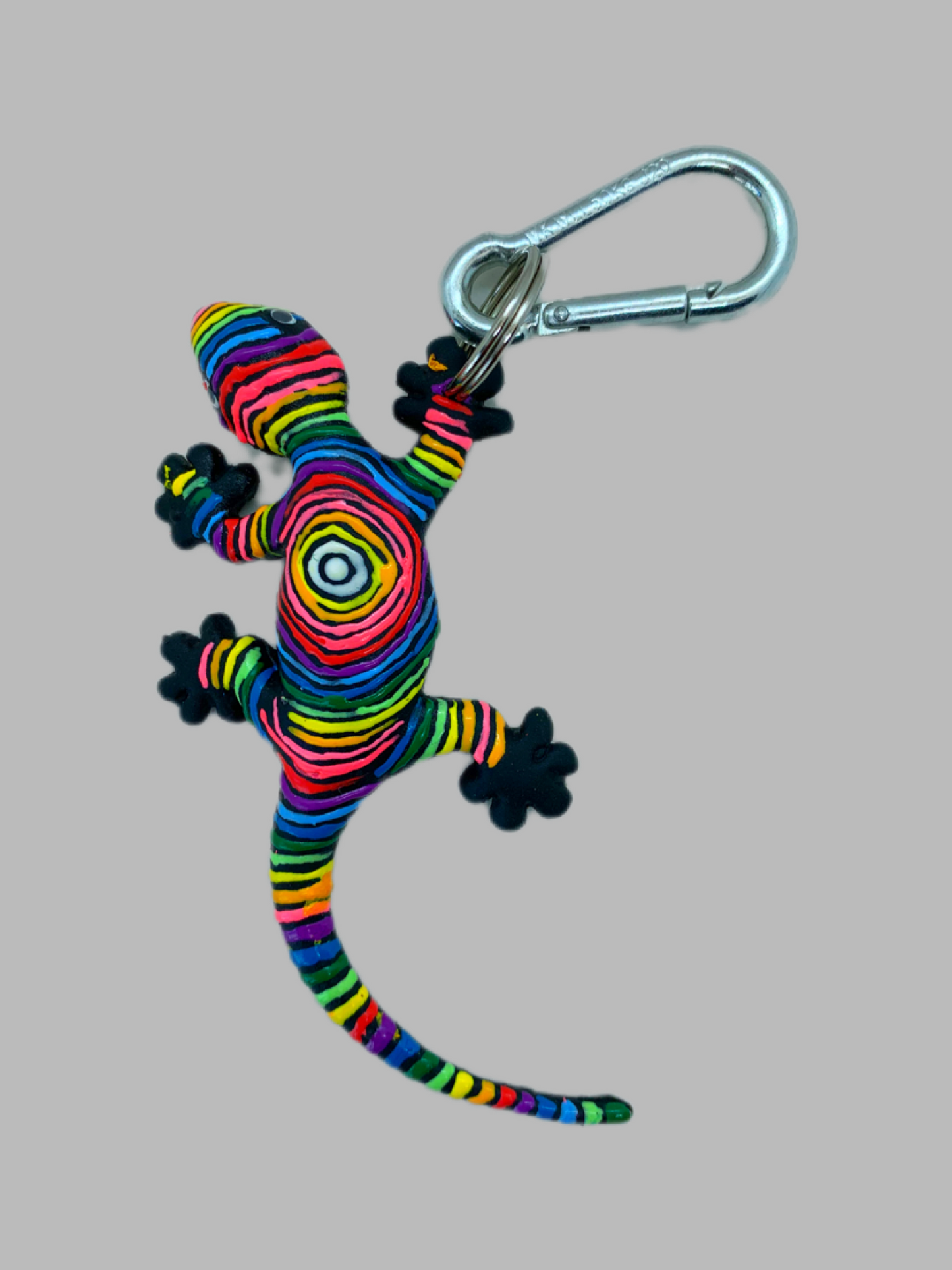 Rubber Keyring Gecko Rainbow