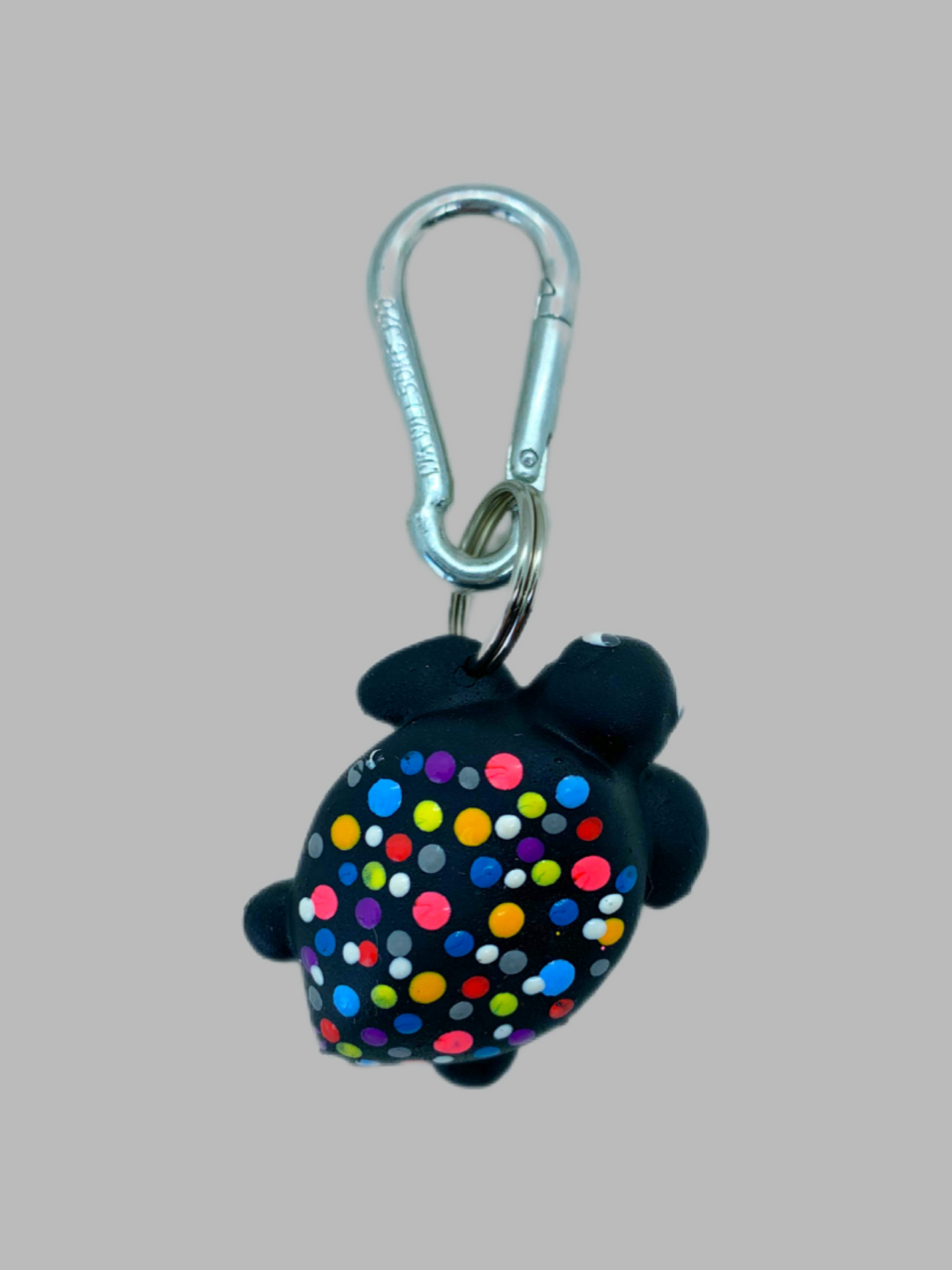 Rubber Keyring Turtle L Rainbow Dots