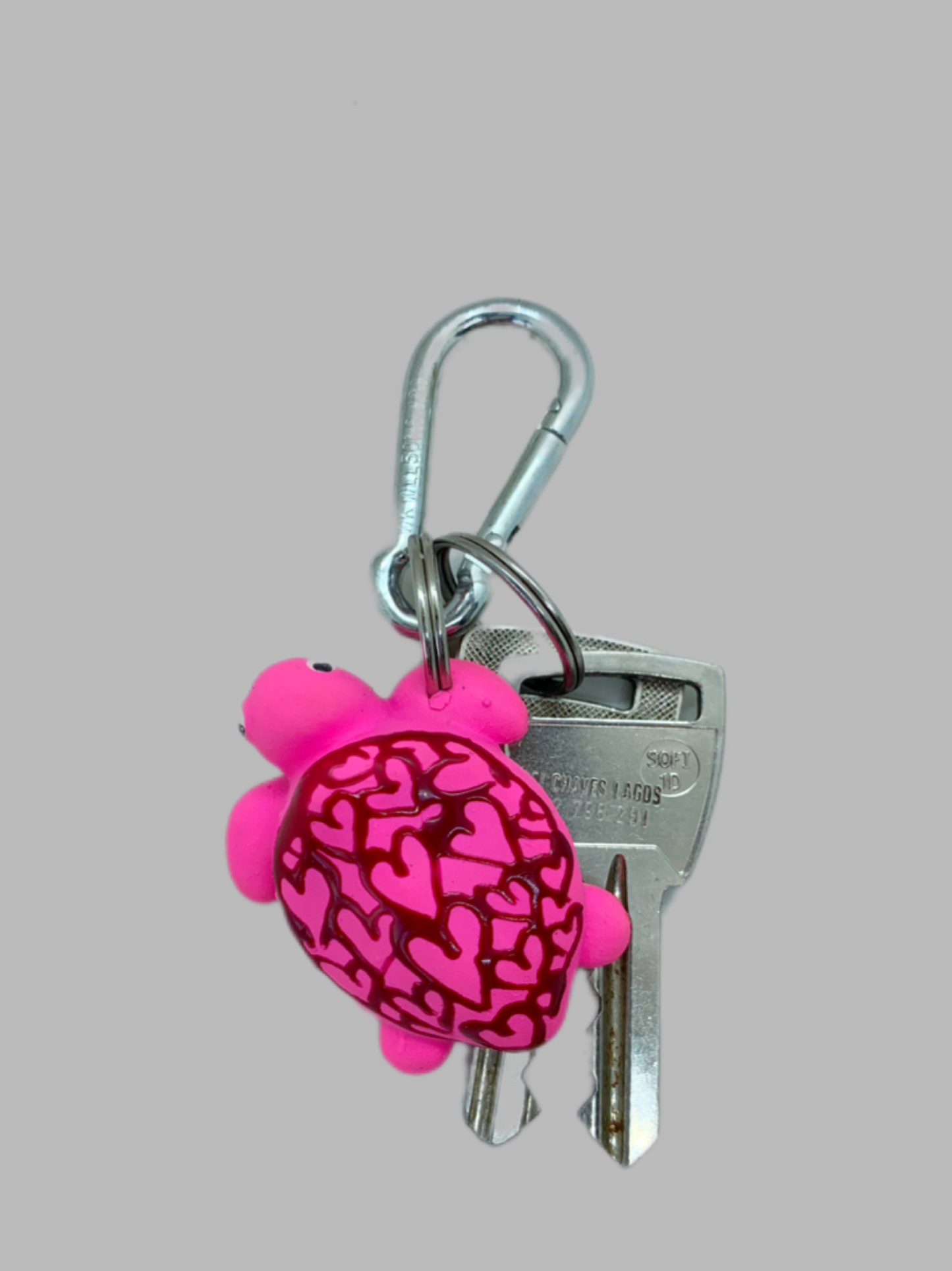 Rubber Keyring Turtle L Pink